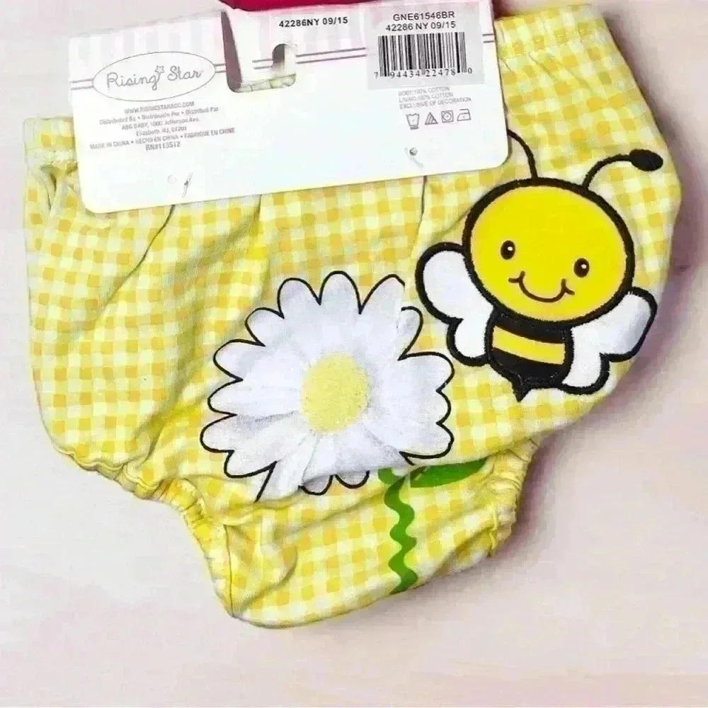 2 NEW Baby Girl Boutique Diaper Covers Strawberry & Bumblebee Design 0-12 Mon.